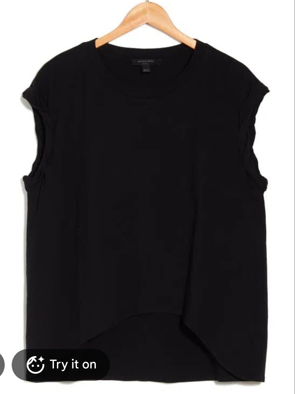 All Saints Black Sanza Cotton Top Small
